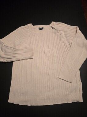 Lauren Ralph Lauren Xl Women’s Ribbed Crewneck Sweater - Cream